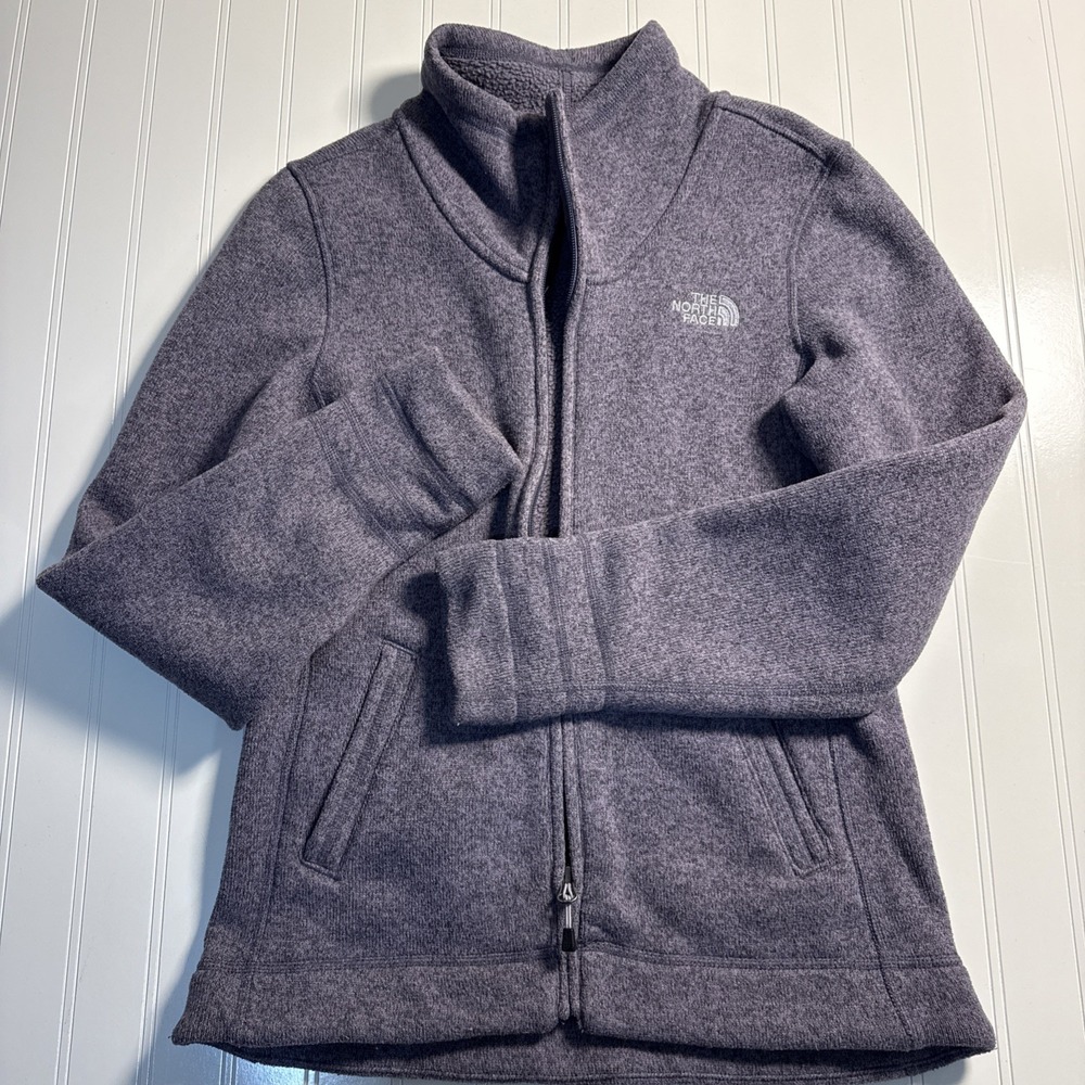 The North Face Women's Fleece Jacket Purple Gray Heather Zip Up Size S